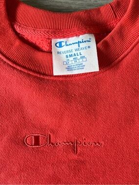 Champion Red Embroidered Logo Crewneck Sweatshirt